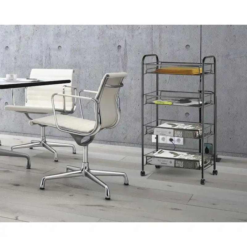 4 Tier Metal Rolling Storage Shelf with Wheels