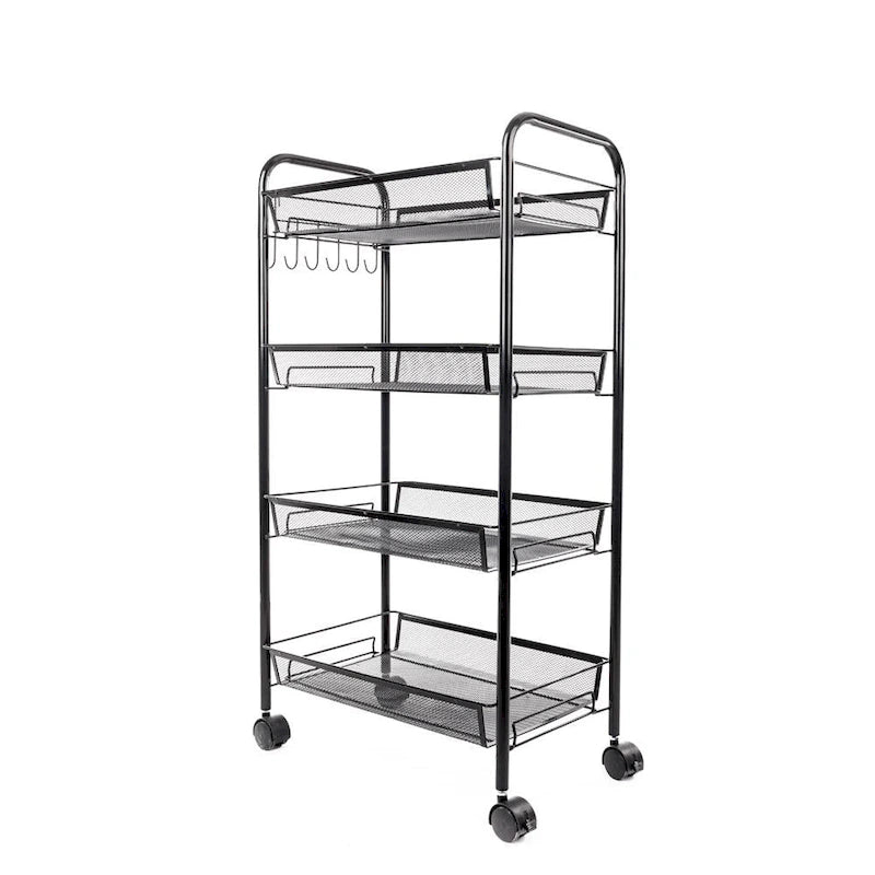 4 Tier Metal Rolling Storage Shelf with Wheels