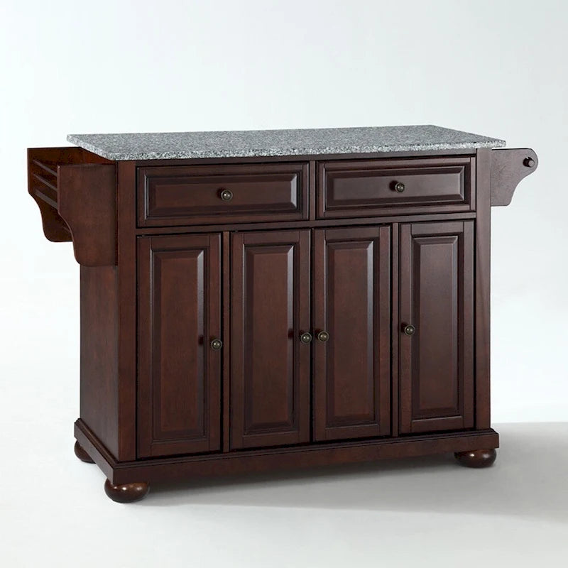 Solid Granite Top Kitchen Island in Vintage Mahogany Finish - 18d x 51.5w x 34h