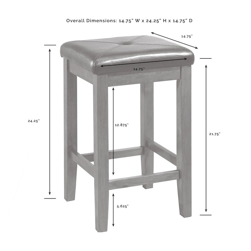 Kitchen Island with Upholstered Square Stools - 53d x 50w x 36h