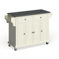 Full Size White Wood and Granite Top Kitchen Cart - 18d x 51.5w x 36h