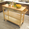 Mobile Kitchen Island Cart with Lockable Wheels and Wood Top