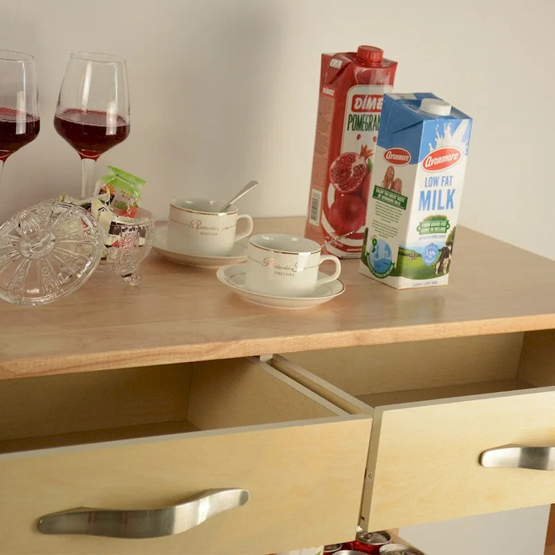 Mobile Kitchen Island Cart with Lockable Wheels and Wood Top
