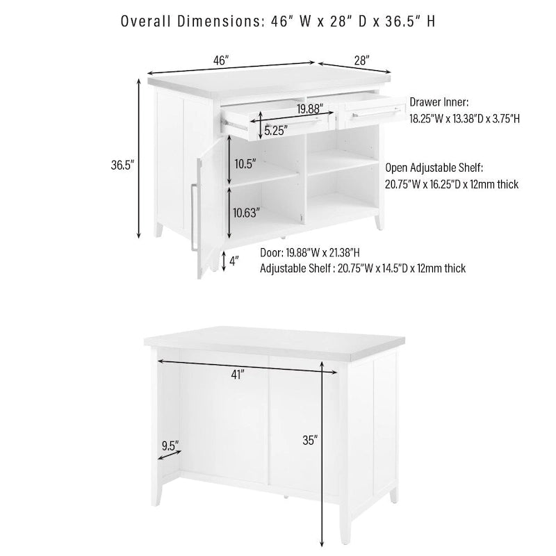 Stainless Steel Top Kitchen Island with X-Back Stools