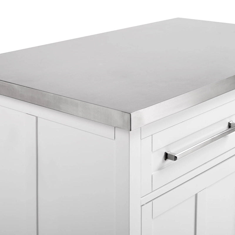 Stainless Steel Top Kitchen Island with X-Back Stools