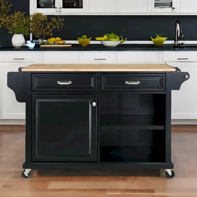 Kitchen Island Cart with Storage and Foldable Panel
