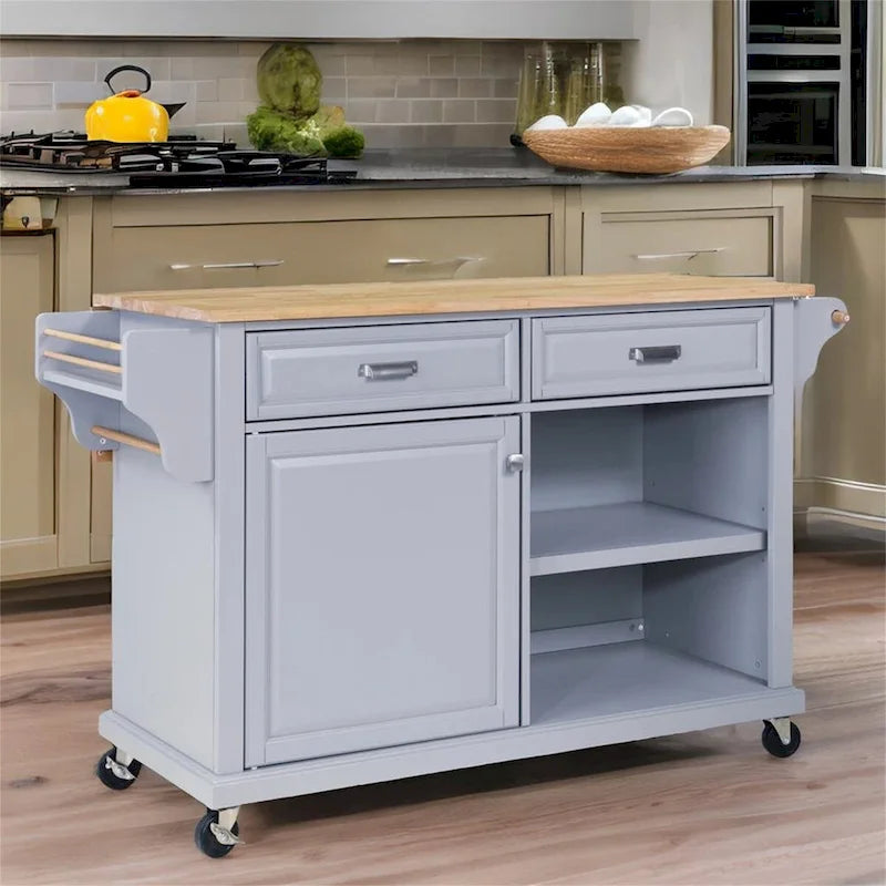 Kitchen Island Cart with Storage and Foldable Panel