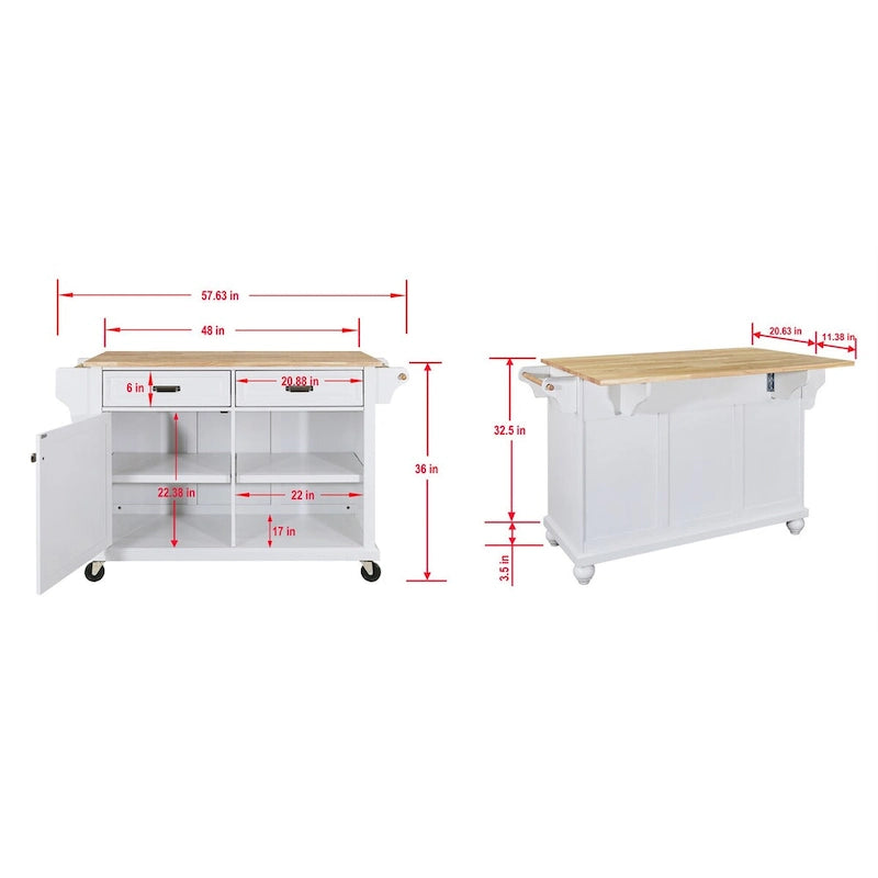 Kitchen Island Cart with Storage and Foldable Panel