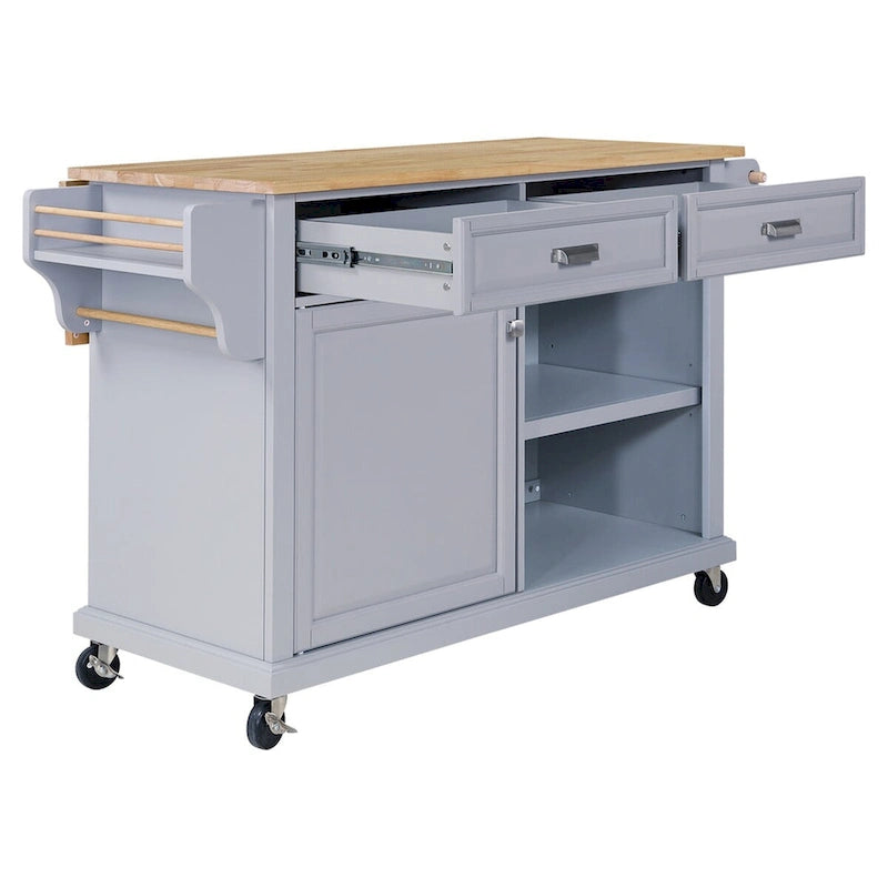 Kitchen Island Cart with Storage and Foldable Panel