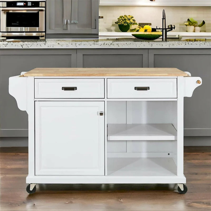 Kitchen Island Cart with Storage and Foldable Panel