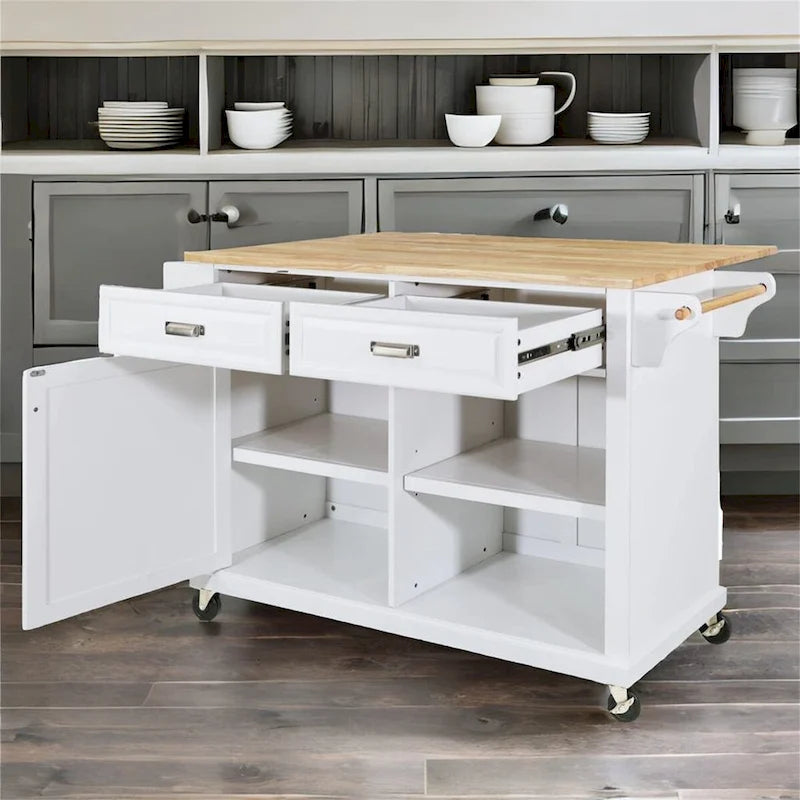 Kitchen Island Cart with Storage and Foldable Panel