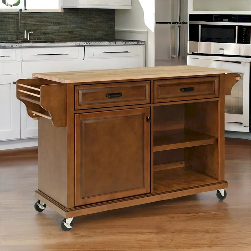 Kitchen Island Cart with Storage and Foldable Panel
