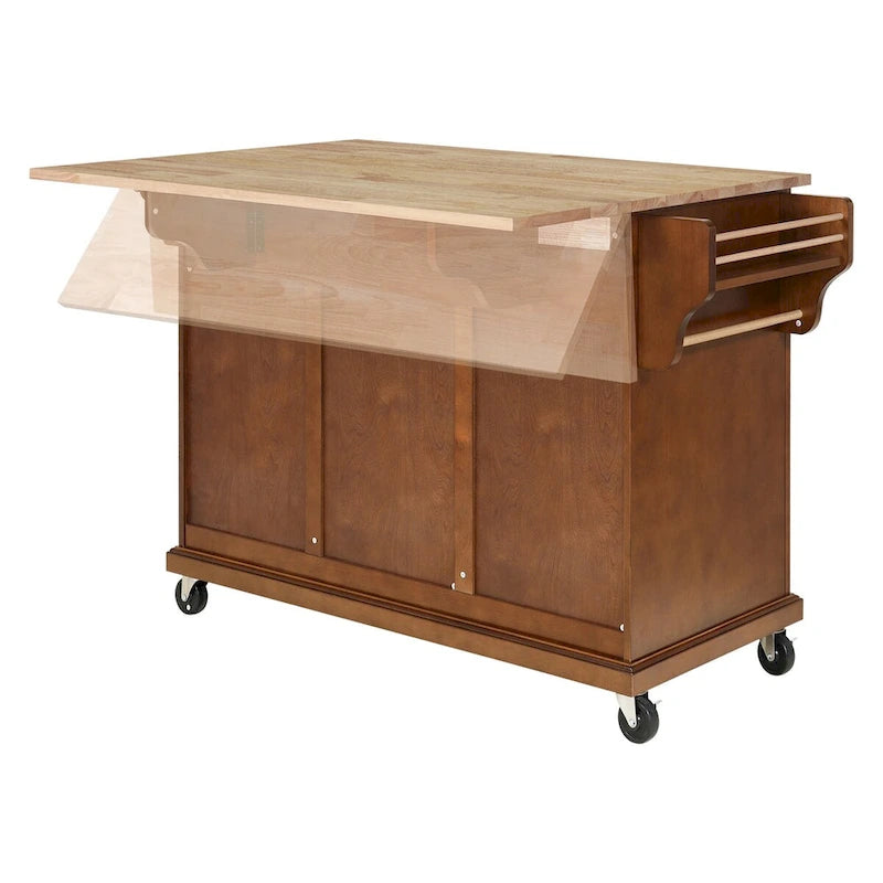 Kitchen Island Cart with Storage and Foldable Panel