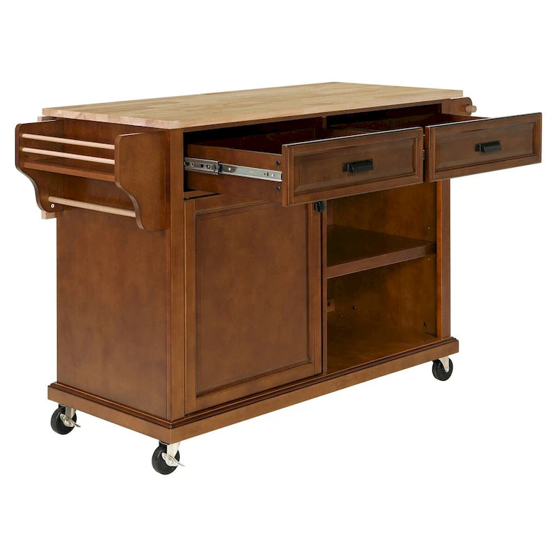 Kitchen Island Cart with Storage and Foldable Panel