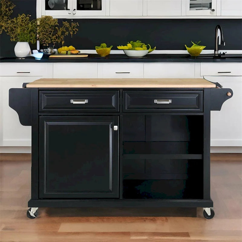 Kitchen Island Cart with Storage and Foldable Panel
