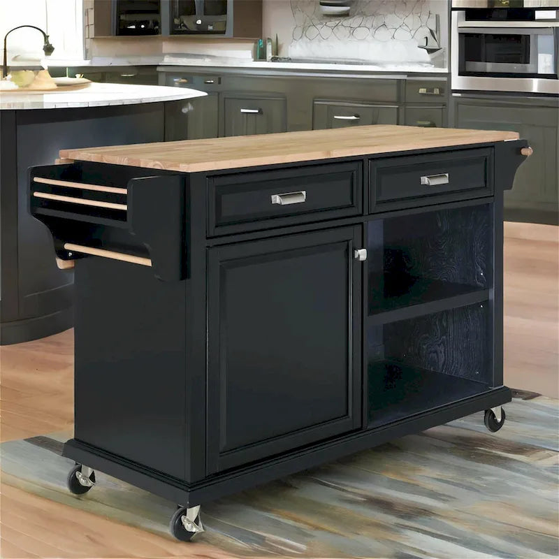 Kitchen Island Cart with Storage and Foldable Panel