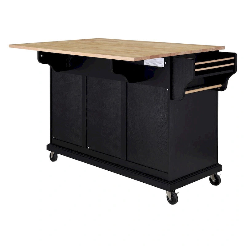 Kitchen Island Cart with Storage and Foldable Panel