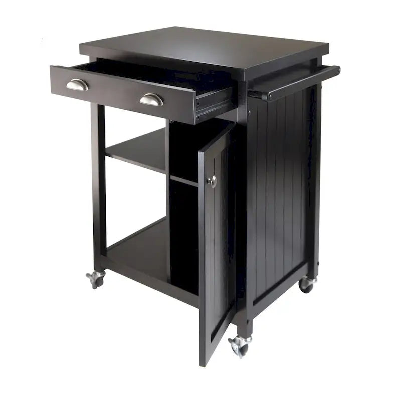 Kitchen Cart, Black - 27.76 x 19.37 x 34.02 inches