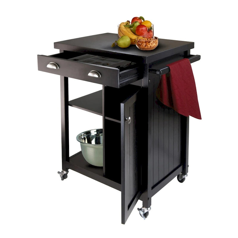 Kitchen Cart, Black - 27.76 x 19.37 x 34.02 inches
