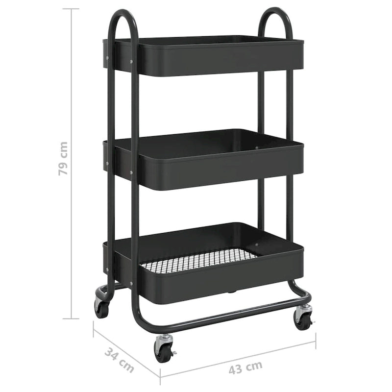3-Tier Kitchen Trolley Storage Utility Cart - 16.9" x 13.4" x 31.1"