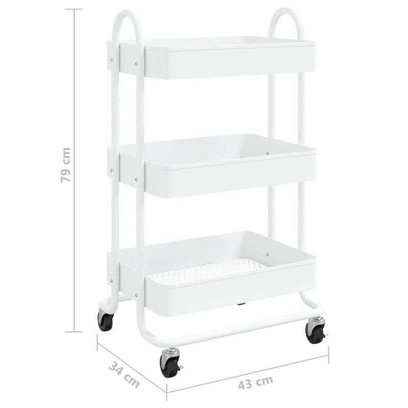 3-Tier Kitchen Trolley Storage Utility Cart - 16.9" x 13.4" x 31.1"