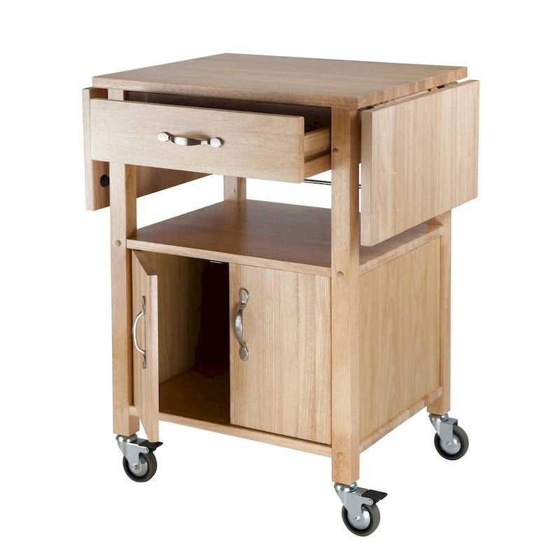 Kitchen Cart with Drop Leaf, Natural - 43.27 x 20.16 x 33.27 inches