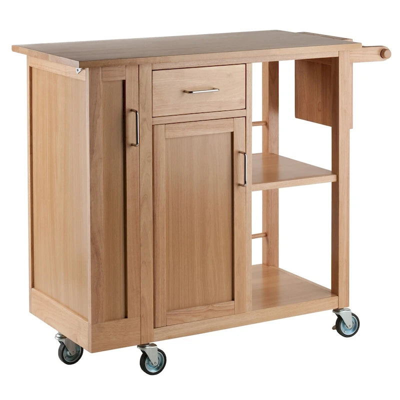 Utility Kitchen Cart, Natural - 42.52 x 18.98 x 35.63 inches