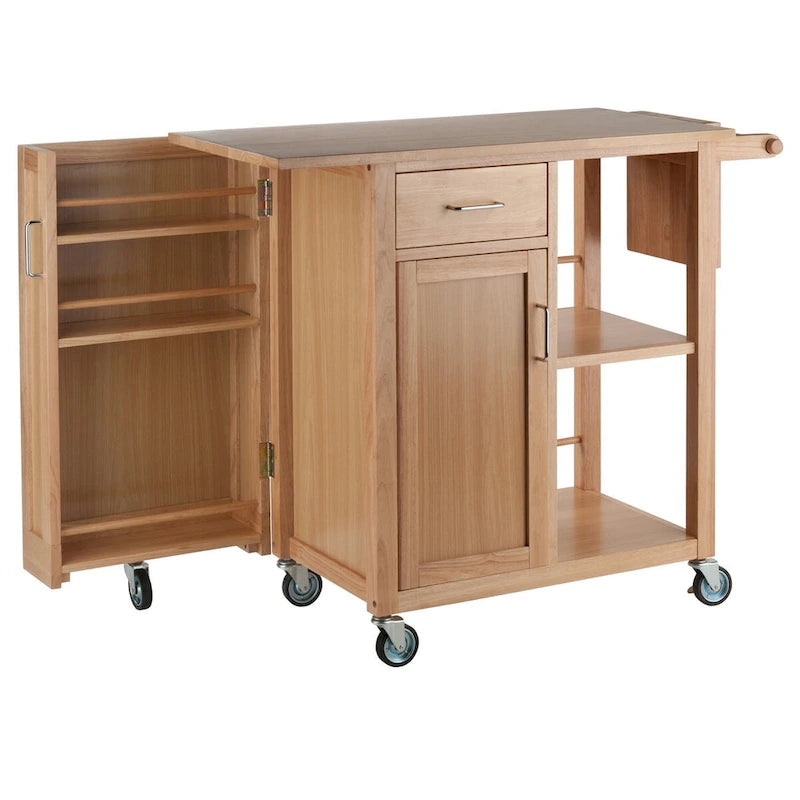 Utility Kitchen Cart, Natural - 42.52 x 18.98 x 35.63 inches