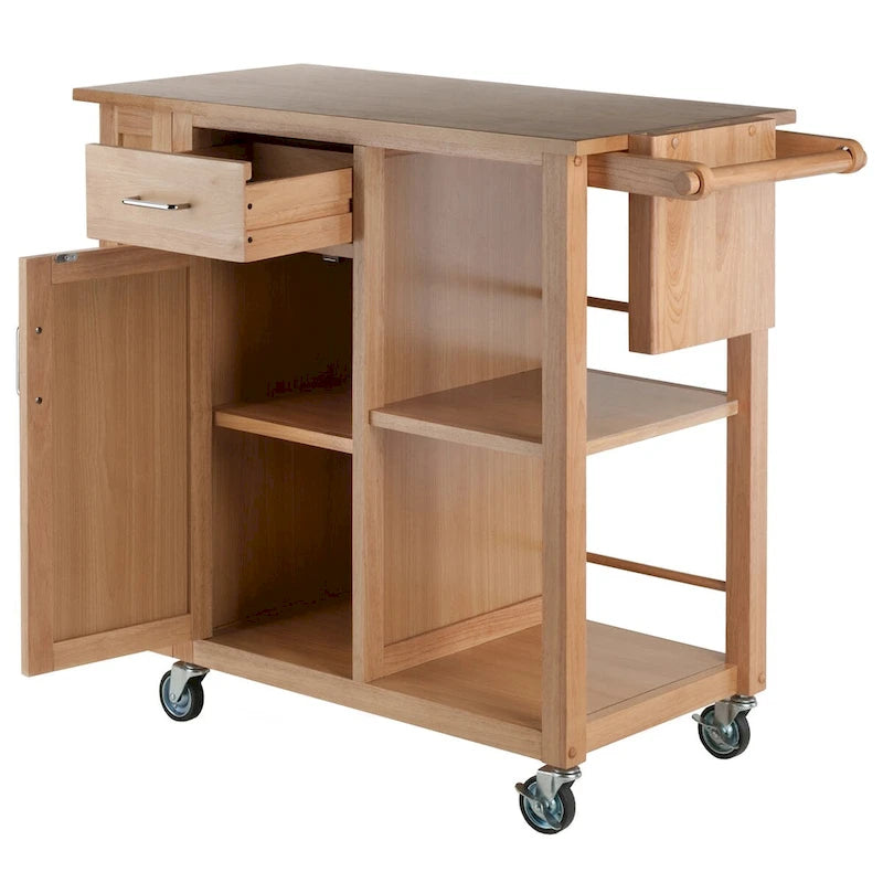 Utility Kitchen Cart, Natural - 42.52 x 18.98 x 35.63 inches