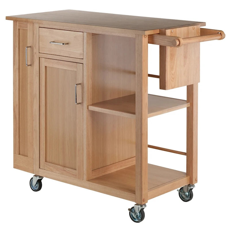 Utility Kitchen Cart, Natural - 42.52 x 18.98 x 35.63 inches