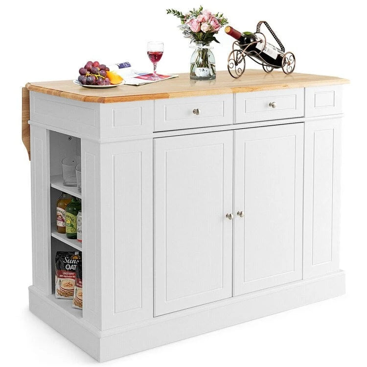 Kitchen Island with Drop Leaf, Storage Drawers & Adjustable Shelves - 47 x 36 x 36"