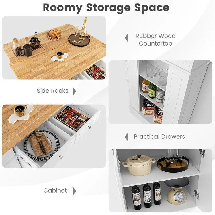 Kitchen Island with Drop Leaf, Storage Drawers & Adjustable Shelves - 47 x 36 x 36"