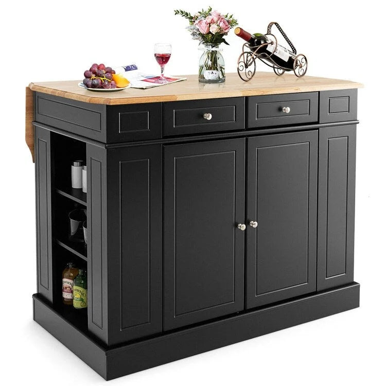Kitchen Island with Drop Leaf, Storage Drawers & Adjustable Shelves - 47 x 36 x 36"