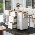 Rolling Kitchen Island Cart with Storage, 2 Slide-Out Shelves and Internal Storage Rack