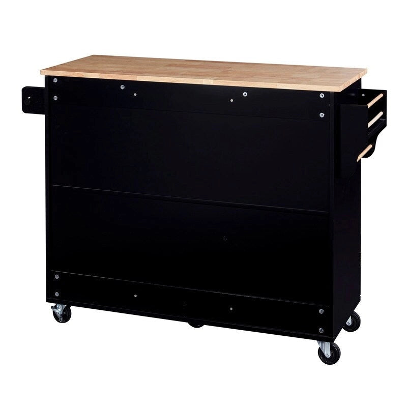 Rolling Kitchen Island Cart with Storage, 2 Slide-Out Shelves and Internal Storage Rack