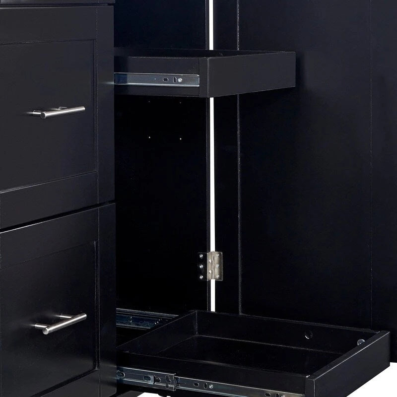 Rolling Kitchen Island Cart with Storage, 2 Slide-Out Shelves and Internal Storage Rack