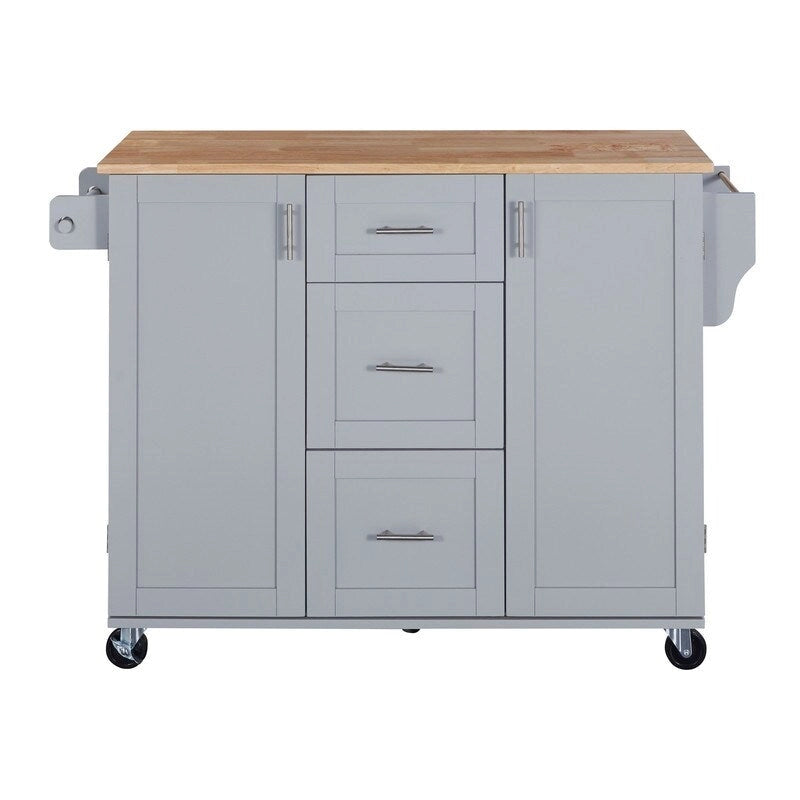 Rolling Kitchen Island Cart with Storage, 2 Slide-Out Shelves and Internal Storage Rack