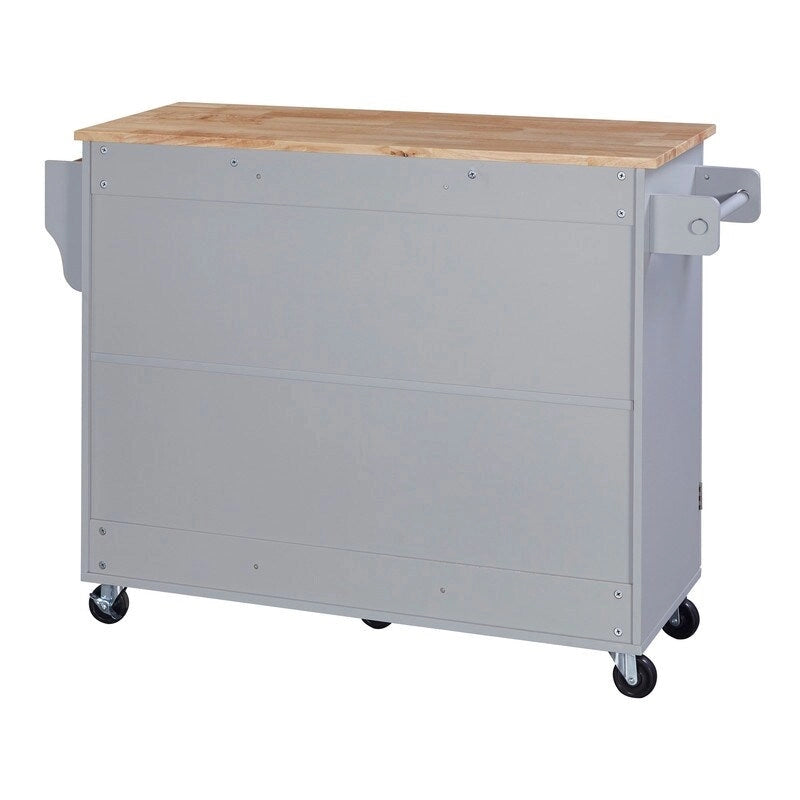 Rolling Kitchen Island Cart with Storage, 2 Slide-Out Shelves and Internal Storage Rack