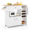 Kitchen Island Cart with Drop-Leaf & Power Outlet