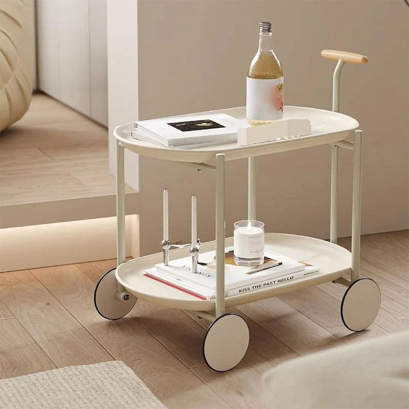 2-Tier Rolling Metal Bar Cart with Wheels
