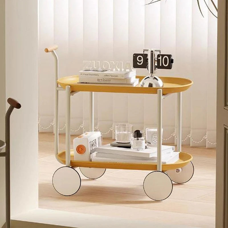 2-Tier Rolling Metal Bar Cart with Wheels