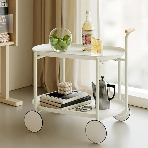 2-Tier Rolling Metal Bar Cart with Wheels
