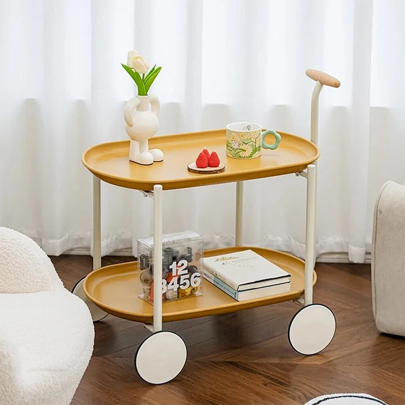 2-Tier Rolling Metal Bar Cart with Wheels