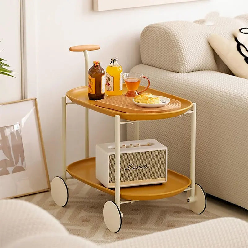 2-Tier Rolling Metal Bar Cart with Wheels