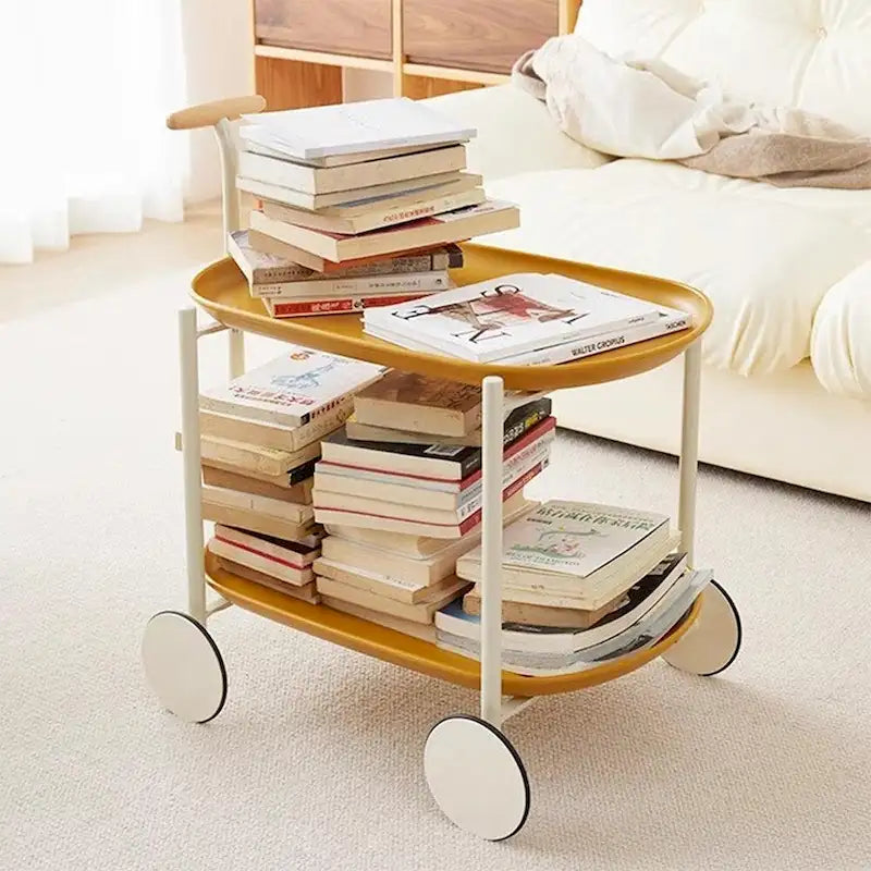 2-Tier Rolling Metal Bar Cart with Wheels