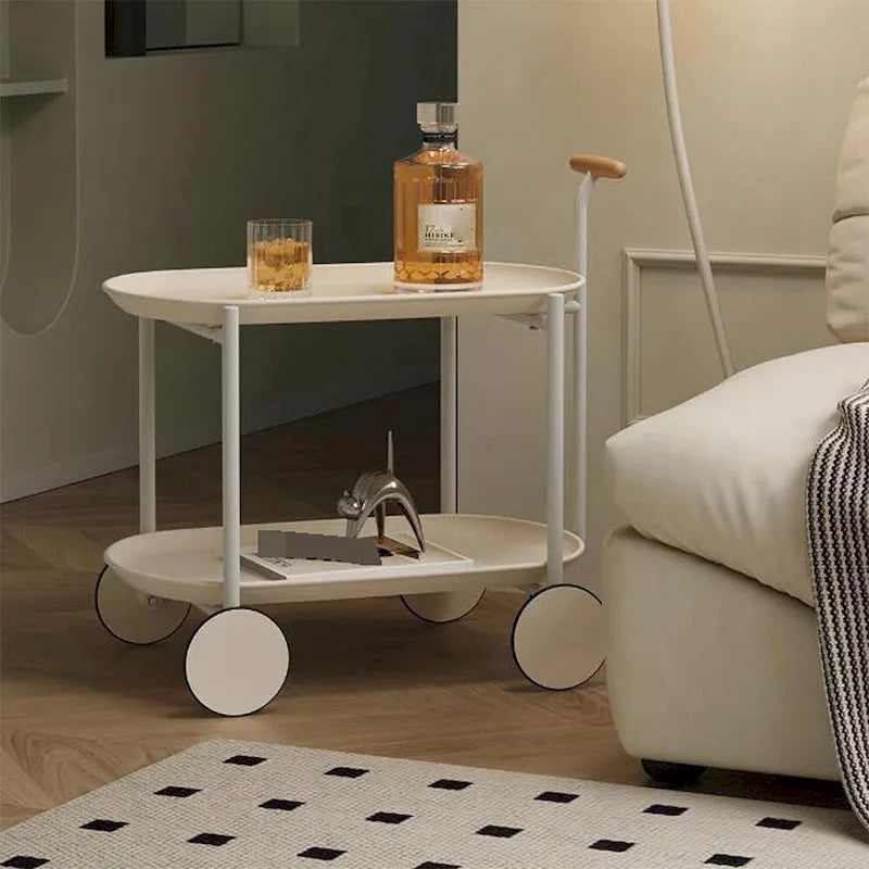 2-Tier Rolling Metal Bar Cart with Wheels