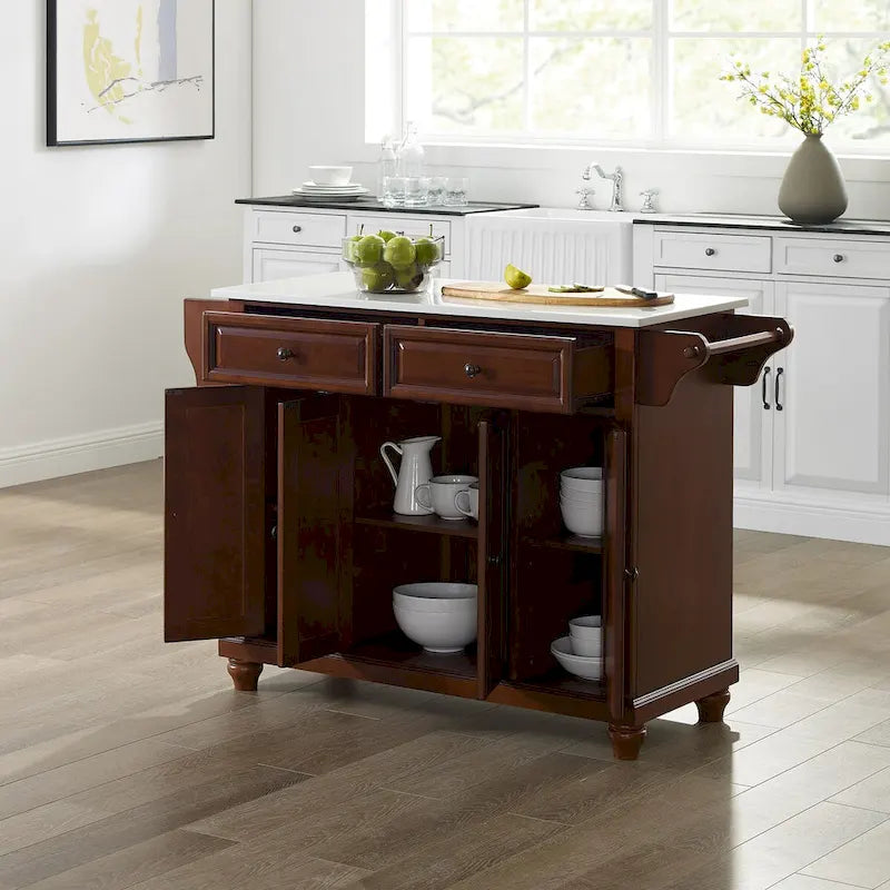 Granite Top Full Size Kitchen Island/Cart - 51.5 W x 18 D x 36 H