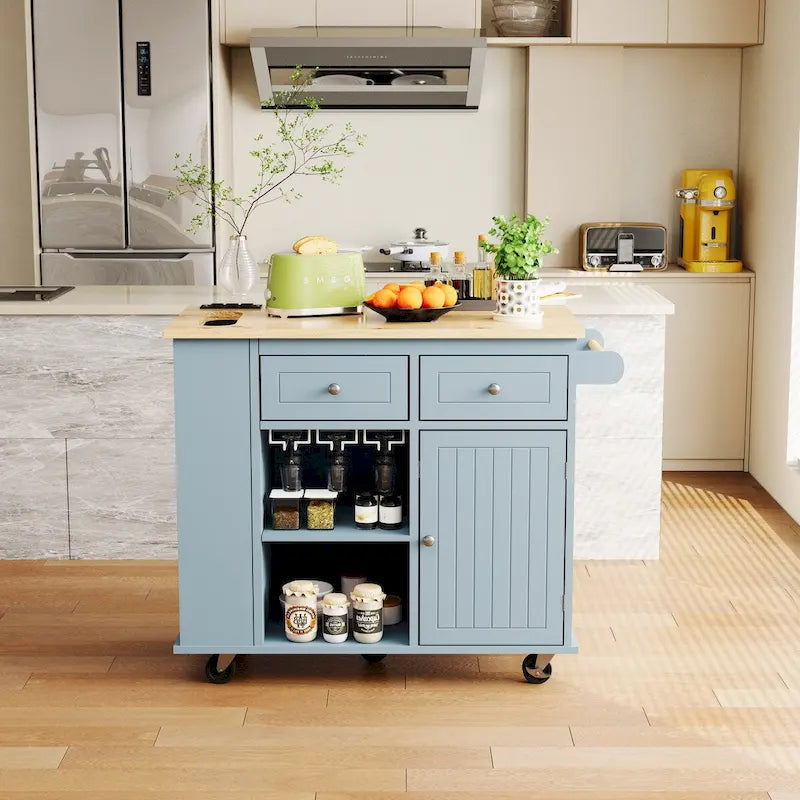 Kitchen Island Cart with Power Outlet
