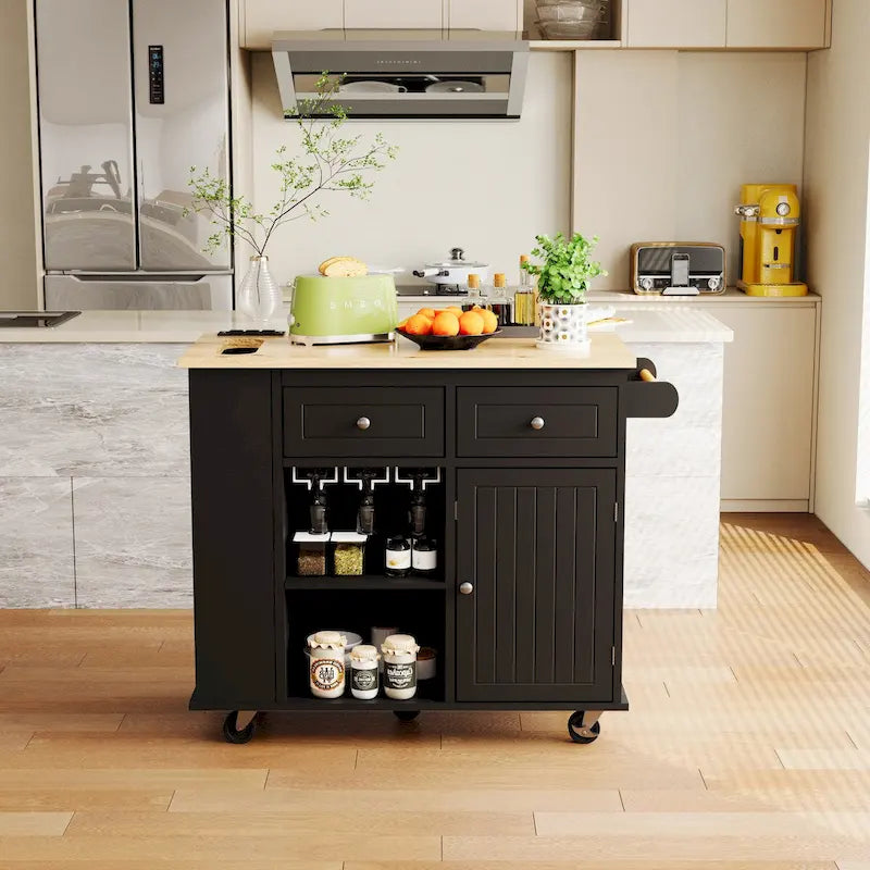 Kitchen Island Cart with Power Outlet