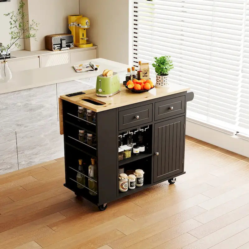 Kitchen Island Cart with Power Outlet